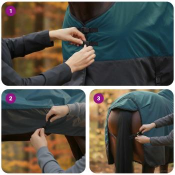 Pferdedecke Dunkelgrün und Schwarz 75 cm Polyester