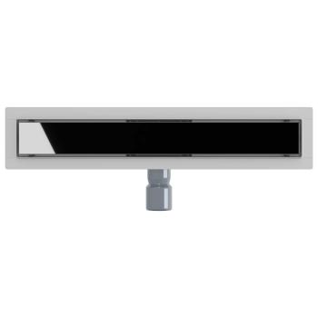 Duschabfluss mit Glasabdeckung Schwarz 50 cm Edelstahl 304