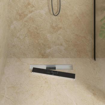 Duschabfluss mit Glasabdeckung Schwarz 50 cm Edelstahl 304