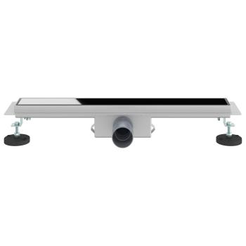 Duschabfluss mit Glasabdeckung Schwarz 60 cm Edelstahl 304