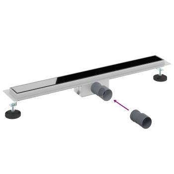 Duschabfluss mit Glasabdeckung Schwarz 80 cm Edelstahl 304