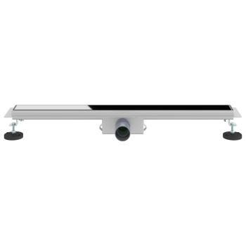 Duschabfluss mit Glasabdeckung Schwarz 80 cm Edelstahl 304