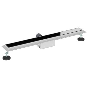 Duschabfluss mit Glasabdeckung Schwarz 80 cm Edelstahl 304