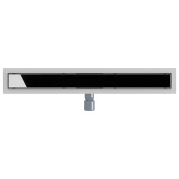 Duschabfluss mit Glasabdeckung Schwarz 80 cm Edelstahl 304