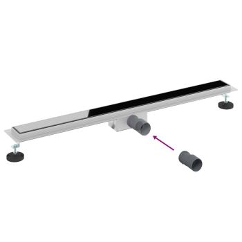 Duschabfluss mit Glasabdeckung Schwarz 90 cm Edelstahl 304