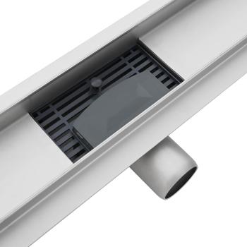 Duschabfluss mit Glasabdeckung Schwarz 90 cm Edelstahl 304