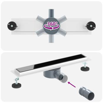 Duschabfluss mit Glashülle und 360° Siphon Schwarz 50 cm