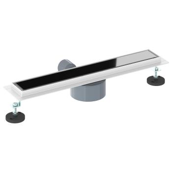 Duschabfluss mit Glashülle und 360° Siphon Schwarz 50 cm