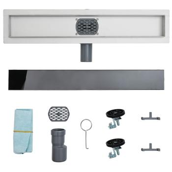 Duschabfluss mit Glashülle und 360° Siphon Schwarz 50 cm