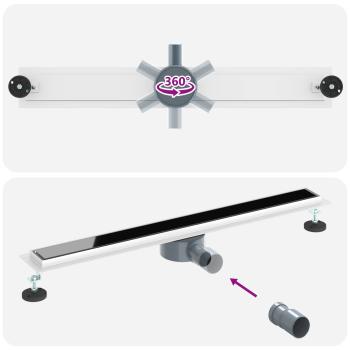 Duschabfluss mit Glashülle und 360° Siphon Schwarz 80 cm