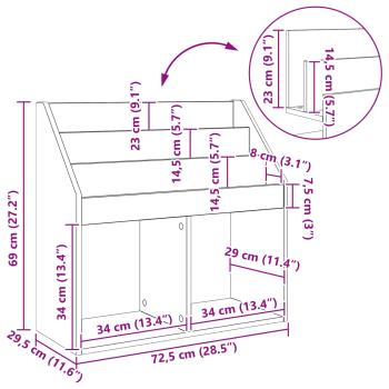 Kinderregal Artisan-Eiche 72,5 x 29,5 x 69 cm Holzwerkstoff