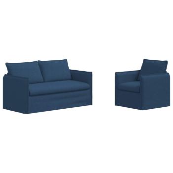 Sofa 140cm 2 pcs Blau Metall