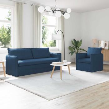 ARDEBO.de - Sofa Set 2 stk. Blau Stoff