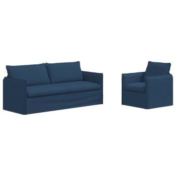 Sofa Set 2 stk. Blau Stoff