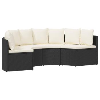ARDEBO.de - Sofa Set 2 stk. Schwarz Massives Akazienholz und Poly Rattan
