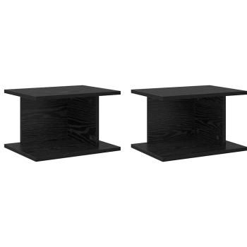 ARDEBO.de - Nachttisch 2 pcs Schwarz Eichen-Optik 40 x 30 x 25 cm