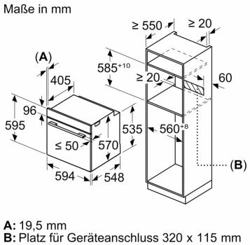 Bosch HBG537BB4 A+ Einbaubackofen, 60 cm breit, 71 L, 8 Heizarten, 10 Automatikprogramme, 3D Heißluft, schwarz