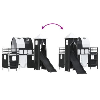 Kinderloftbett Schwarz 74,5 x 190 cm Metall