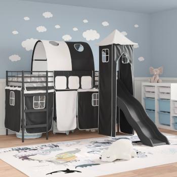 Kinderloftbett Schwarz 74,5 x 190 cm Metall