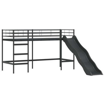 Kinderloftbett Schwarz 74,5 x 190 cm Metall
