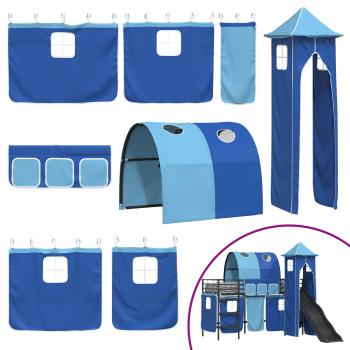 Kinderloftbett Schwarz und Blau 74,5 x 190 cm Metall
