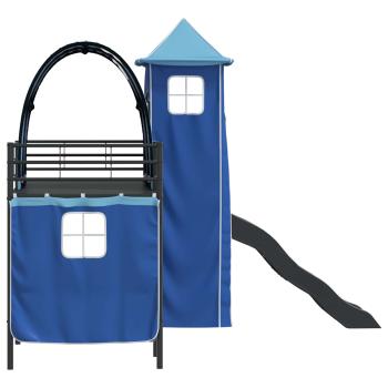 Kinderloftbett Schwarz und Blau 74,5 x 190 cm Metall