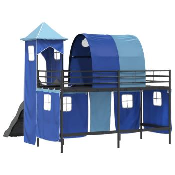 Kinderloftbett Schwarz und Blau 74,5 x 190 cm Metall