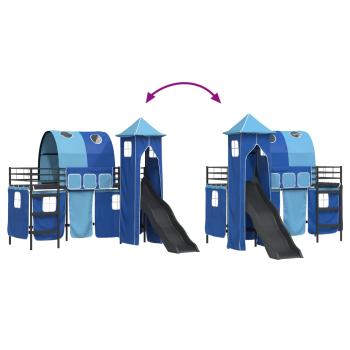 Kinderloftbett Schwarz und Blau 74,5 x 190 cm Metall