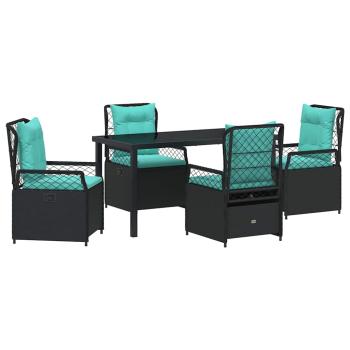 Garten Essgruppe 5 pcs Schwarz Poly-Rattan