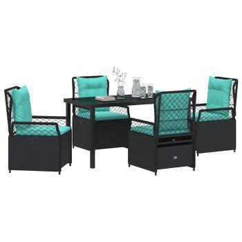 Garten Essgruppe 5 pcs Schwarz Poly-Rattan