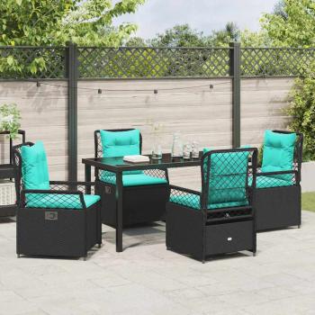 Garten Essgruppe 5 pcs Schwarz Poly-Rattan