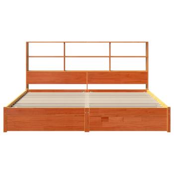 Bücherregal Bettgestell mit Kopfteil Wachsbraun 200 x 200 cm