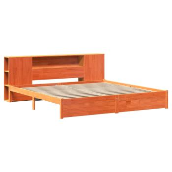 Bücherregal Bettgestell mit Kopfteil Wachsbraun 200 x 200 cm