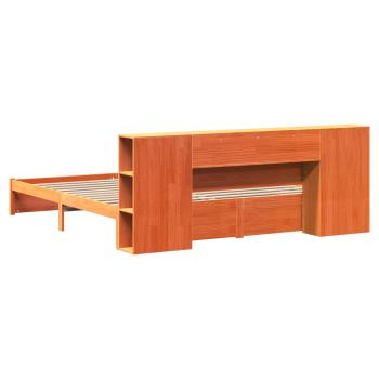 Bücherregal Bettgestell mit Kopfteil Wachsbraun 200 x 200 cm