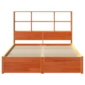 Bücherregal Bettgestell mit Kopfteil Wachsbraun 140 x 200 cm