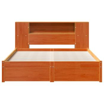 Bücherregal Bettgestell mit Kopfteil Wachsbraun 150 x 200 cm