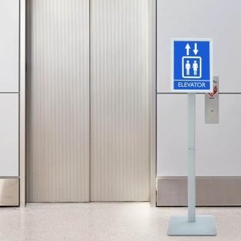 ARDEBO.de - Podest-Posterständer Silber 32 x 27 x 119 cm PVC und Gusseisen