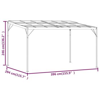 Pavillon mit Dach Anthrazit 4x3x2,5 m Aluminium und Stahl