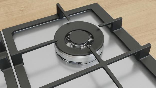 Bosch PCH6A5I90 Serie 6 Gaskochfeld, 60 cm breit, FlameSelect, 1-Hand-Zündung, Edelstahl