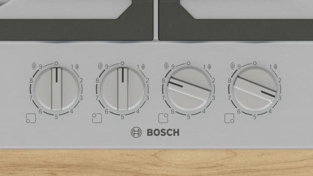 Bosch PCH6A5I90 Serie 6 Gaskochfeld, 60 cm breit, FlameSelect, 1-Hand-Zündung, Edelstahl