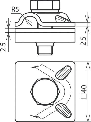 Dehn MVK 200 8.10 SKM10X30 V2A MV-Klemme NIRO 200kA f. Rd 8-10mm mit Sechskantschraube (390209)