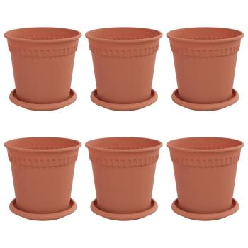 Blumentöpfe 6 pcs Ziegelrot Ø 17 x 14 cm Kunststoff