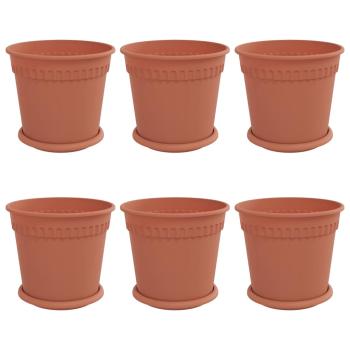 Blumentöpfe 6 pcs Ziegelrot Ø 19 x 16 cm Kunststoff