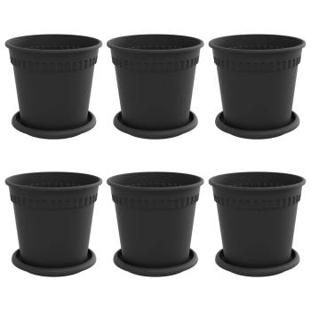 Blumentöpfe 6 pcs Schwarz Ø 17 x 14 cm Kunststoff