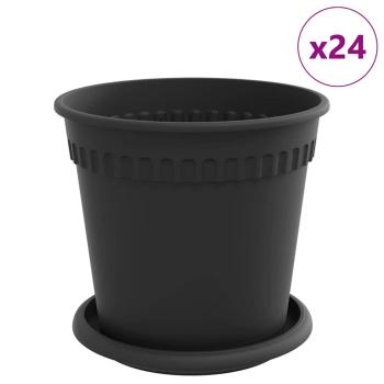 Blumentöpfe 24 pcs Schwarz Ø 17 x 14 cm Kunststoff
