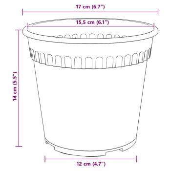 Blumentöpfe 24 pcs Schwarz Ø 17 x 14 cm Kunststoff