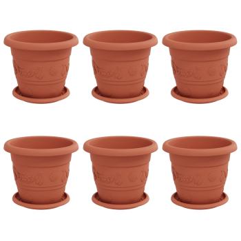 ARDEBO.de - Blumentöpfe 6 pcs Ziegelrot Ø 26 x 21,5 cm Kunststoff