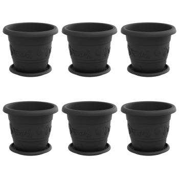 Blumentöpfe 6 pcs Schwarz Ø 26 x 21,5 cm Kunststoff