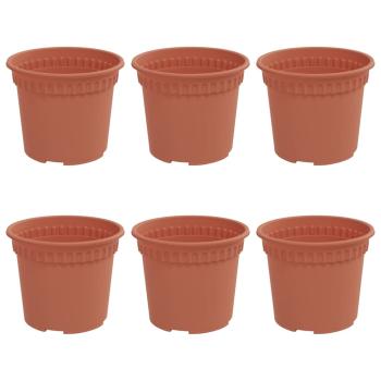 Runder Blumentopf 6 pcs Ziegelrot Ø 12,5 x 10 cm Kunststoff