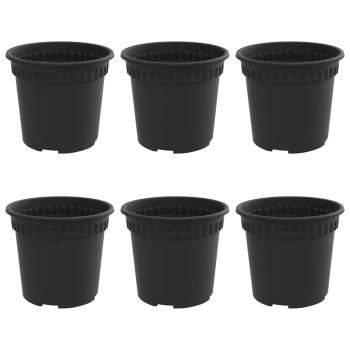 Runder Blumentopf 6 pcs Schwarz Ø 15 x 12 cm Kunststoff